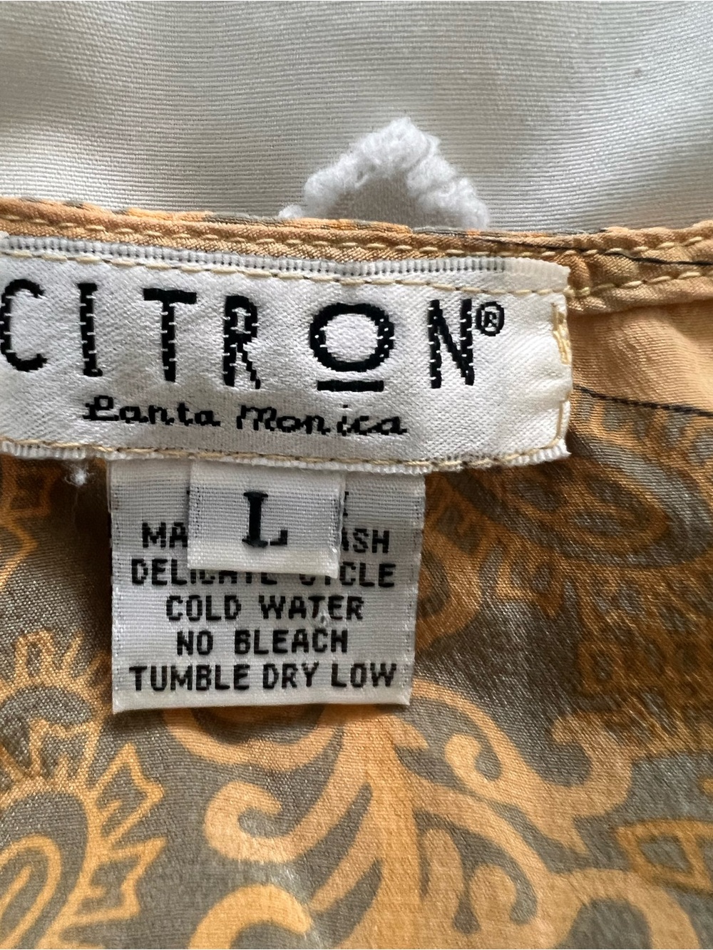 Vintage CITRON Santa Monica 100% Silk Asian Fan Print Sleeveless Top Blouse L - Picture 2 of 7